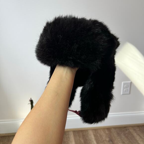 Vintage Fur Ushanka Hat Genuine Fox Fur Quilted Black Lining Neck Ties - Picture 1 of 6